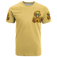 Sunflower Skull T Shirt I'm Blunt Because God Rolled Me That Way - Wonder Print Shop