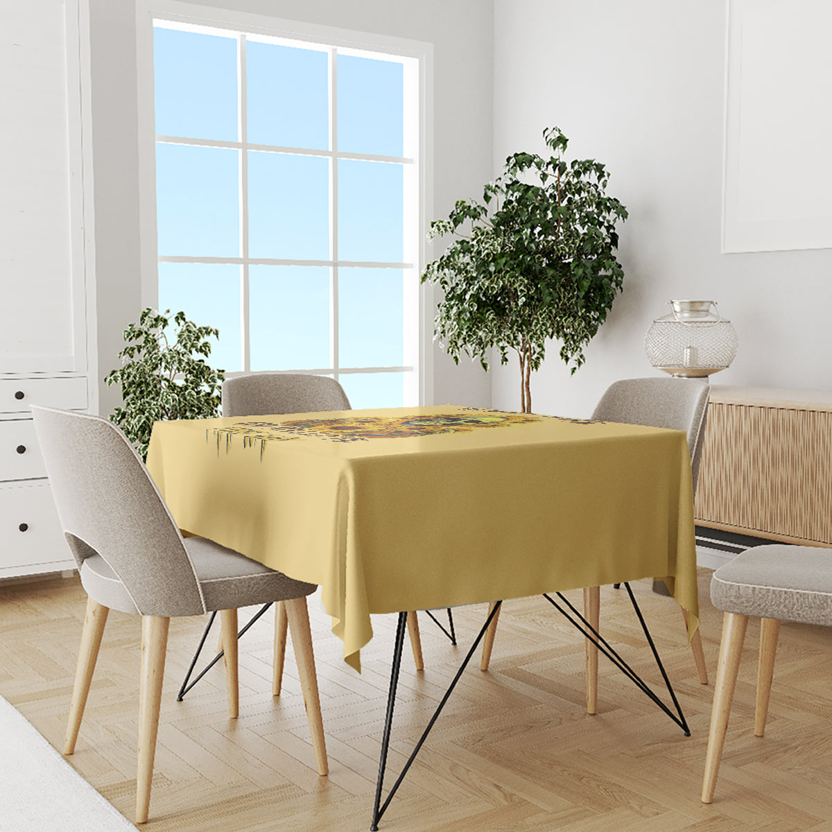 Sunflower Skull Tablecloth I'm Blunt Because God Rolled Me That Way - Wonder Print Shop