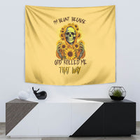 Sunflower Skull Tapestry I'm Blunt Because God Rolled Me That Way - Wonder Print Shop