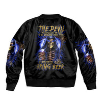Skull Reaper Bomber Jacket The Devil Whispered To Me I Whisper Back Bring Beer - Wonder Print Shop