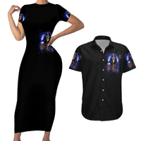 Skull Reaper Couples Matching Short Sleeve Bodycon Dress and Hawaiian Shirt The Devil Whispered To Me I Whisper Back Bring Beer - Wonder Print Shop