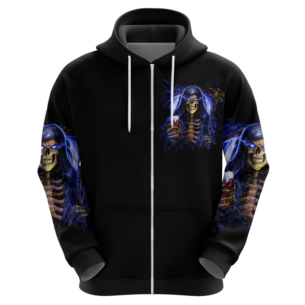 Skull Reaper Hoodie The Devil Whispered To Me I Whisper Back Bring Beer - Wonder Print Shop