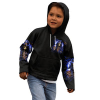Skull Reaper Kid Hoodie The Devil Whispered To Me I Whisper Back Bring Beer - Wonder Print Shop