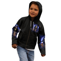 Skull Reaper Kid Hoodie The Devil Whispered To Me I Whisper Back Bring Beer - Wonder Print Shop