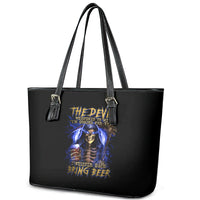 Skull Reaper Leather Tote Bag The Devil Whispered To Me I Whisper Back Bring Beer - Wonder Print Shop