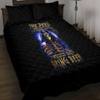 Skull Reaper Quilt Bed Set The Devil Whispered To Me I Whisper Back Bring Beer - Wonder Print Shop