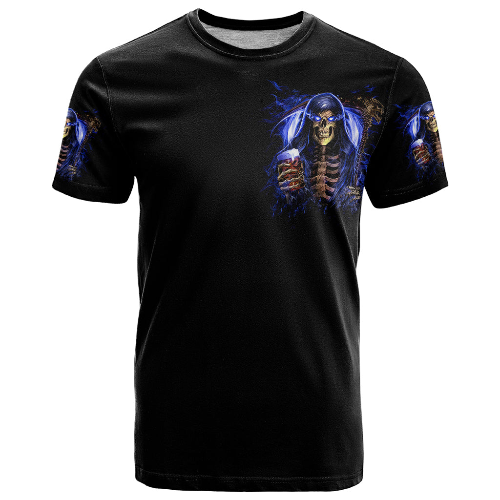 Skull Reaper T Shirt The Devil Whispered To Me I Whisper Back Bring Beer - Wonder Print Shop