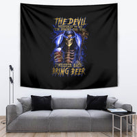 Skull Reaper Tapestry The Devil Whispered To Me I Whisper Back Bring Beer - Wonder Print Shop