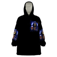 Skull Reaper Wearable Blanket Hoodie The Devil Whispered To Me I Whisper Back Bring Beer - Wonder Print Shop
