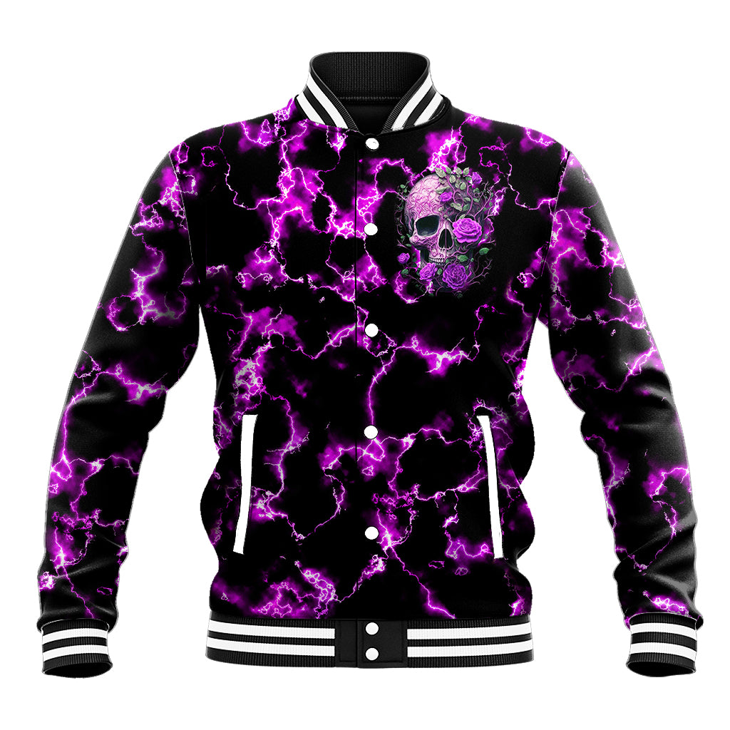 Rose Skull Baseball Jacket She Whispered Back I am The Storm - Wonder Print Shop