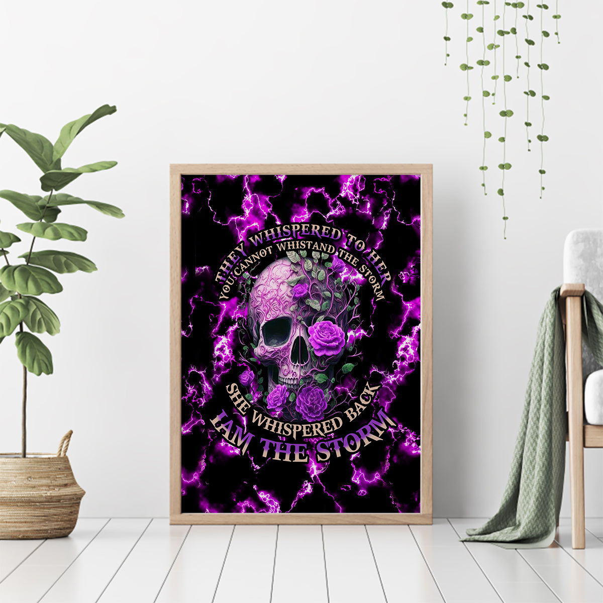 Rose Skull Canvas Wall Art She Whispered Back I am The Storm - Wonder Print Shop