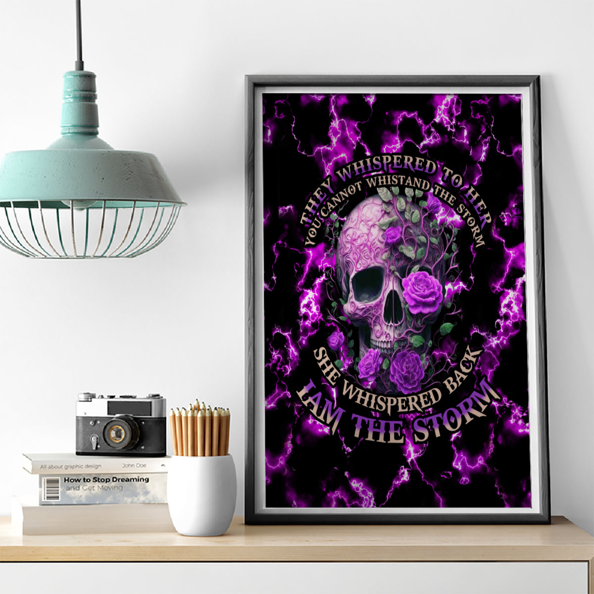 Rose Skull Canvas Wall Art She Whispered Back I am The Storm - Wonder Print Shop