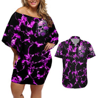 Rose Skull Couples Matching Off Shoulder Short Dress and Hawaiian Shirt She Whispered Back I am The Storm - Wonder Print Shop