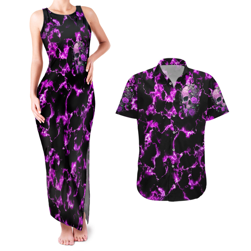 Rose Skull Couples Matching Tank Maxi Dress and Hawaiian Shirt She Whispered Back I am The Storm - Wonder Print Shop