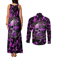 Rose Skull Couples Matching Tank Maxi Dress and Long Sleeve Button Shirts She Whispered Back I am The Storm - Wonder Print Shop