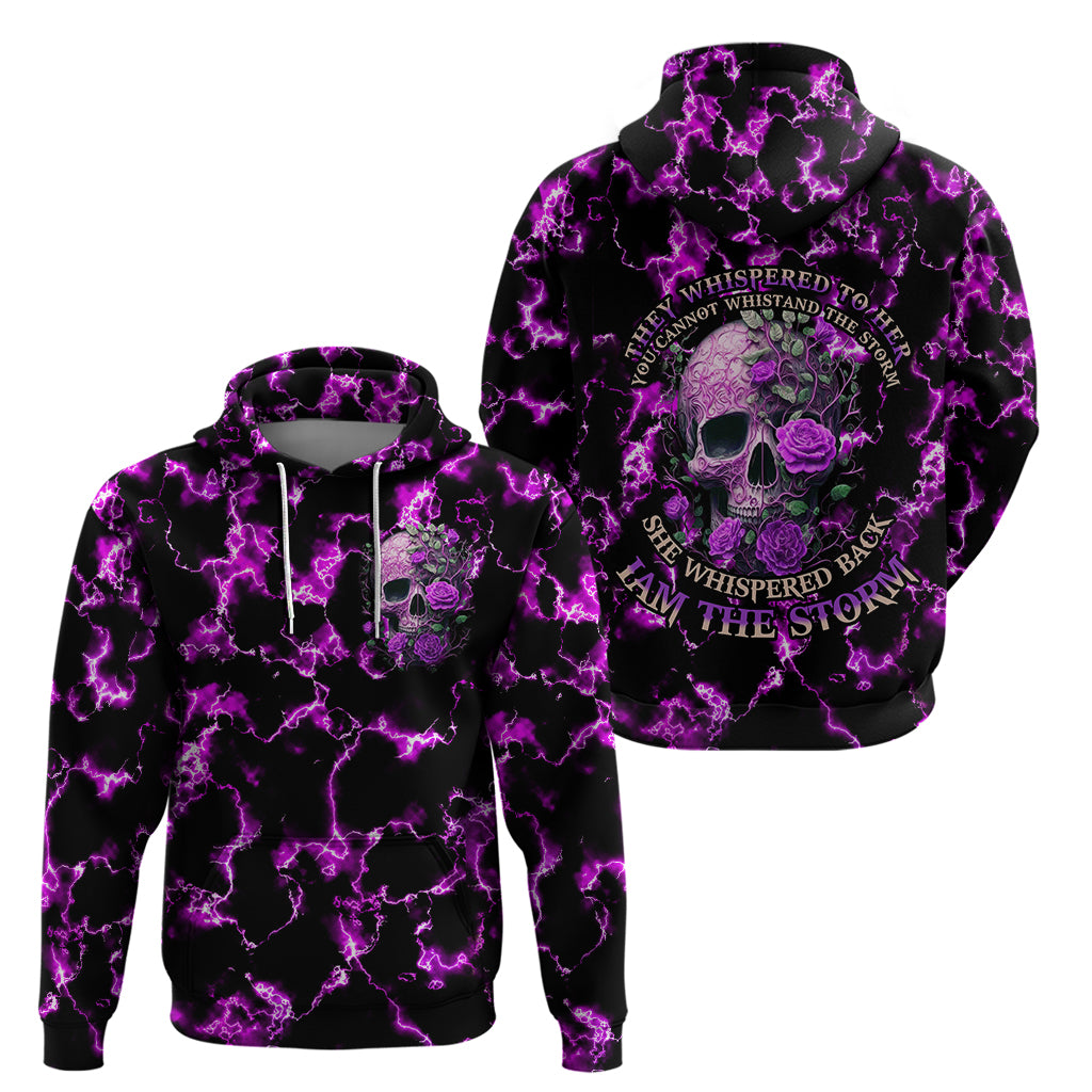 Rose Skull Hoodie She Whispered Back I am The Storm - Wonder Print Shop