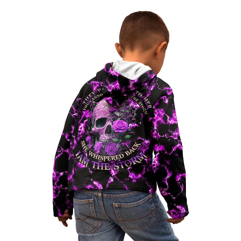 Rose Skull Kid Hoodie She Whispered Back I am The Storm - Wonder Print Shop
