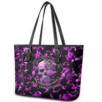 Rose Skull Leather Tote Bag She Whispered Back I am The Storm - Wonder Print Shop