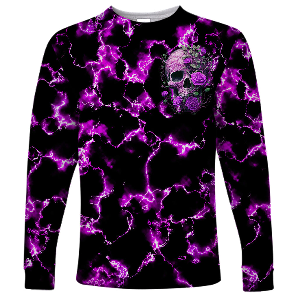 Rose Skull Long Sleeve Shirt She Whispered Back I am The Storm - Wonder Print Shop