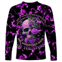 Rose Skull Long Sleeve Shirt She Whispered Back I am The Storm - Wonder Print Shop