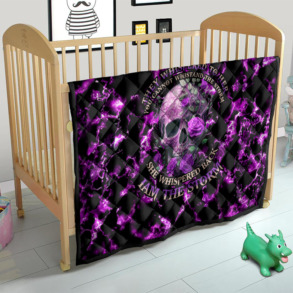 Rose Skull Quilt She Whispered Back I am The Storm - Wonder Print Shop