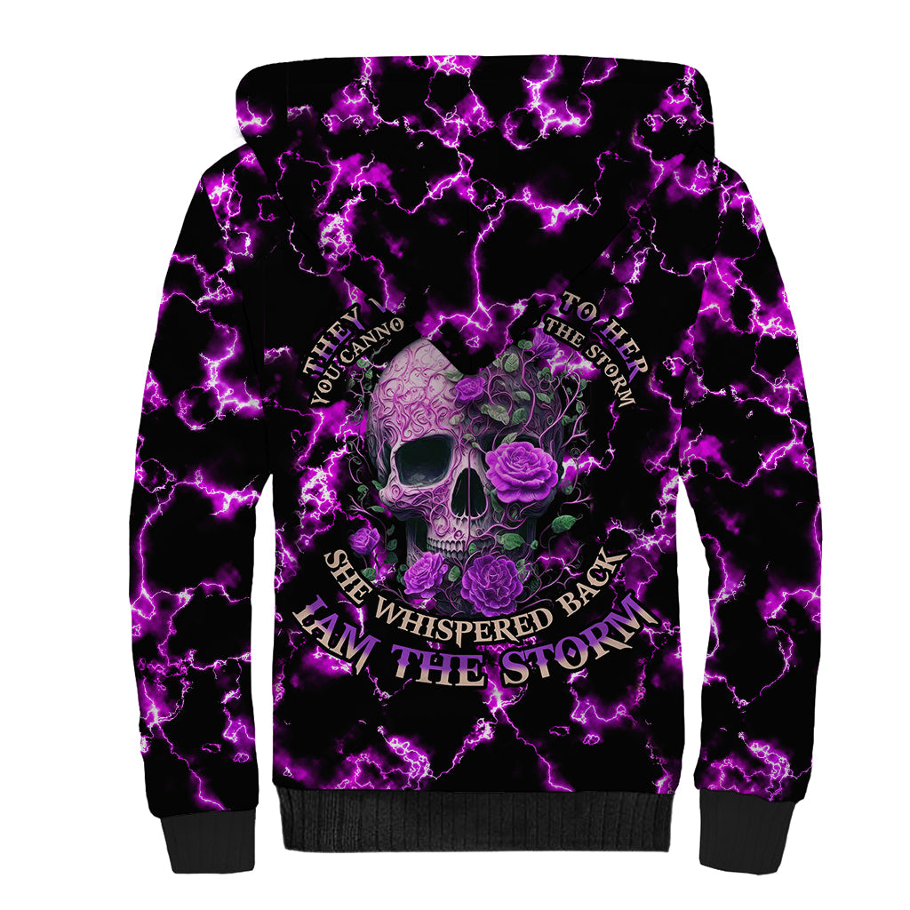 Rose Skull Sherpa Hoodie She Whispered Back I am The Storm - Wonder Print Shop