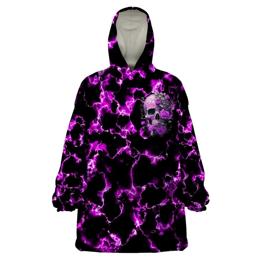 Rose Skull Wearable Blanket Hoodie She Whispered Back I am The Storm - Wonder Print Shop