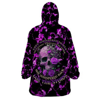 Rose Skull Wearable Blanket Hoodie She Whispered Back I am The Storm - Wonder Print Shop
