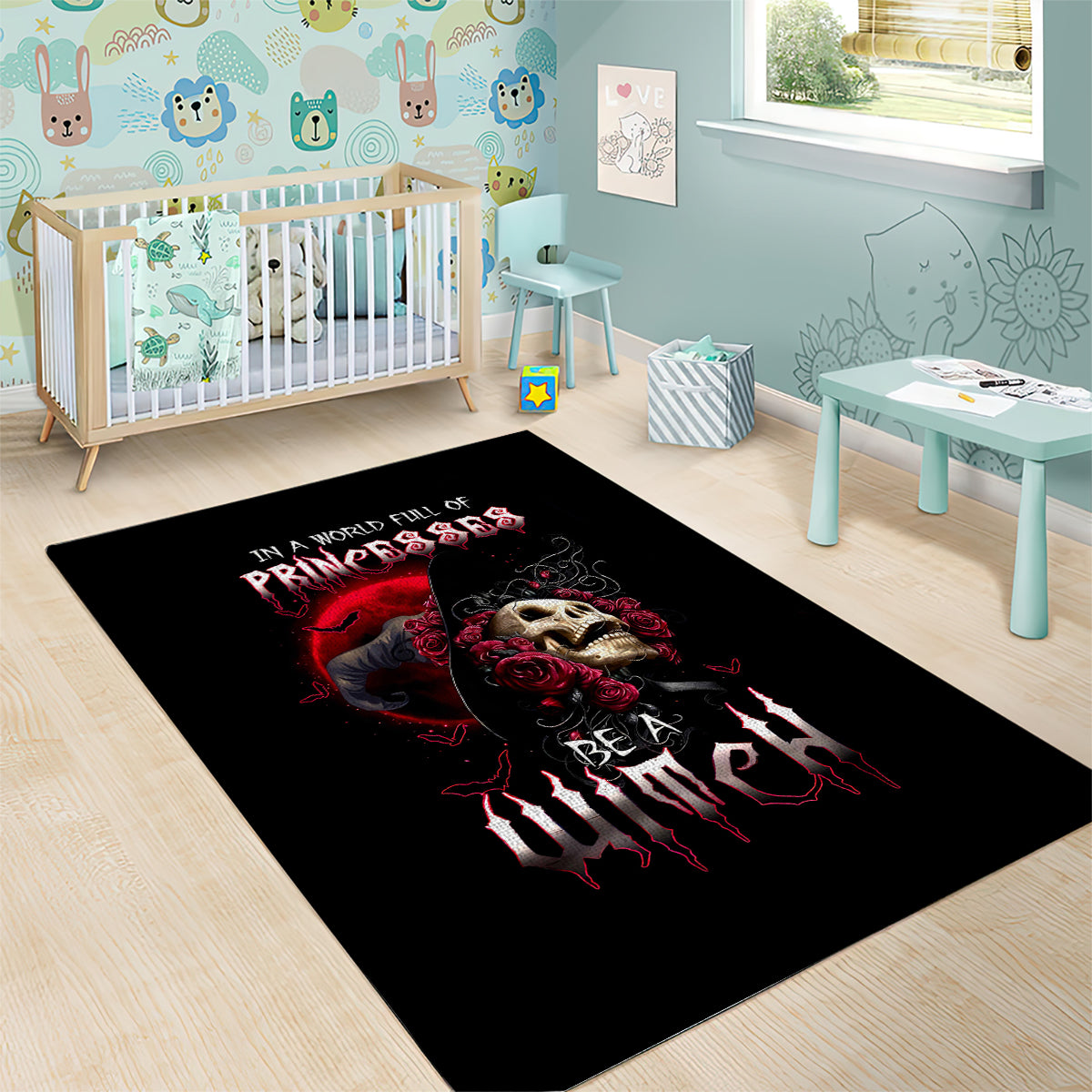Witch Skull Area Rug In A World Full Of Princess Be A Witch - Wonder Print Shop