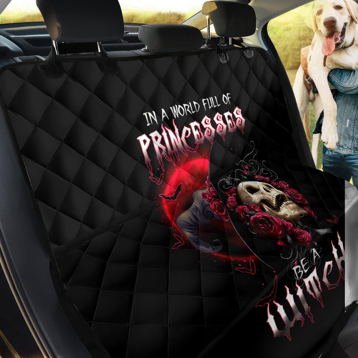 Witch Skull Back Car Seat Cover In A World Full Of Princess Be A Witch - Wonder Print Shop