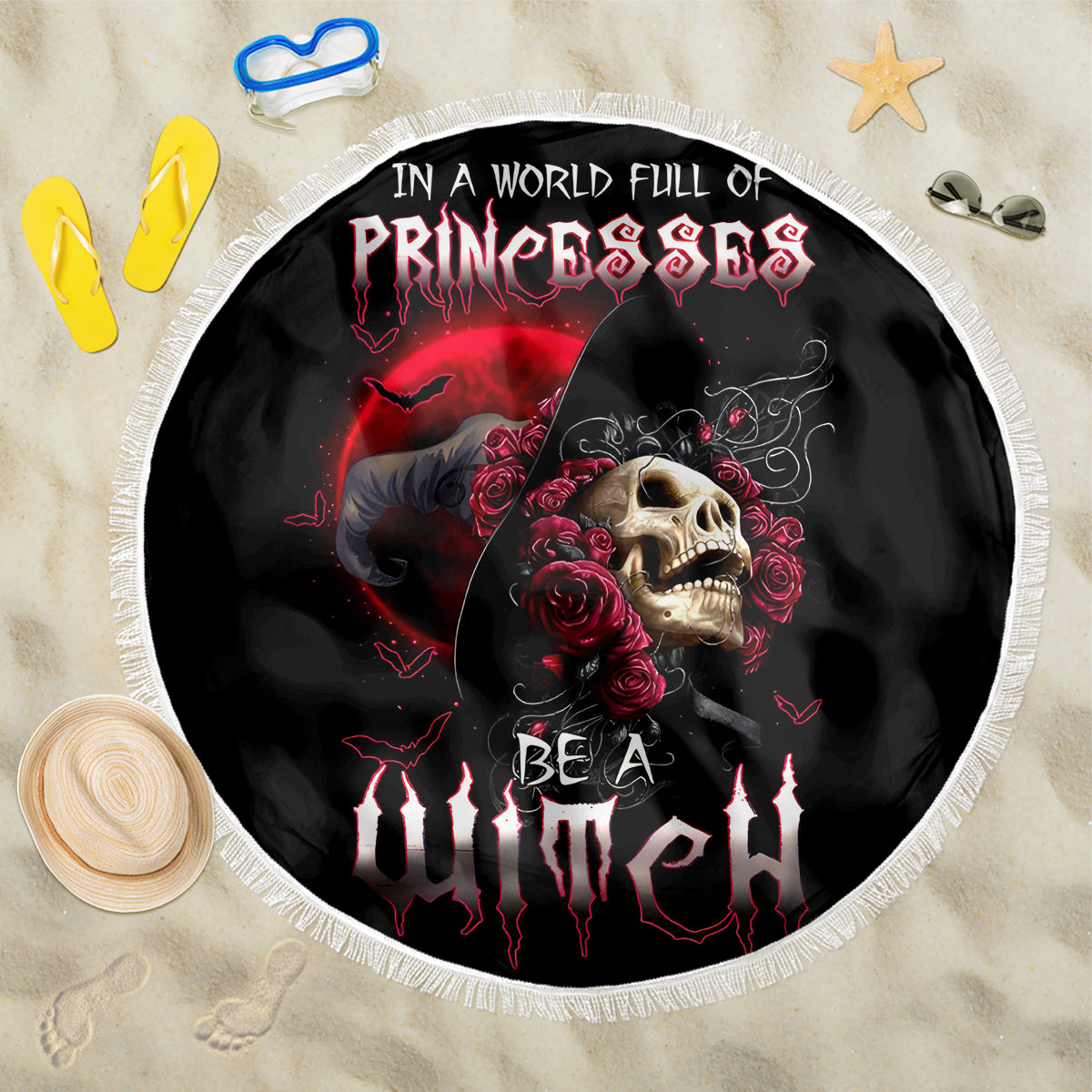 Witch Skull Beach Blanket In A World Full Of Princess Be A Witch - Wonder Print Shop