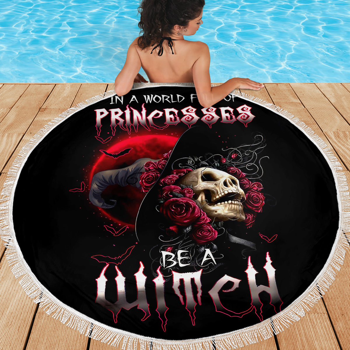 Witch Skull Beach Blanket In A World Full Of Princess Be A Witch - Wonder Print Shop