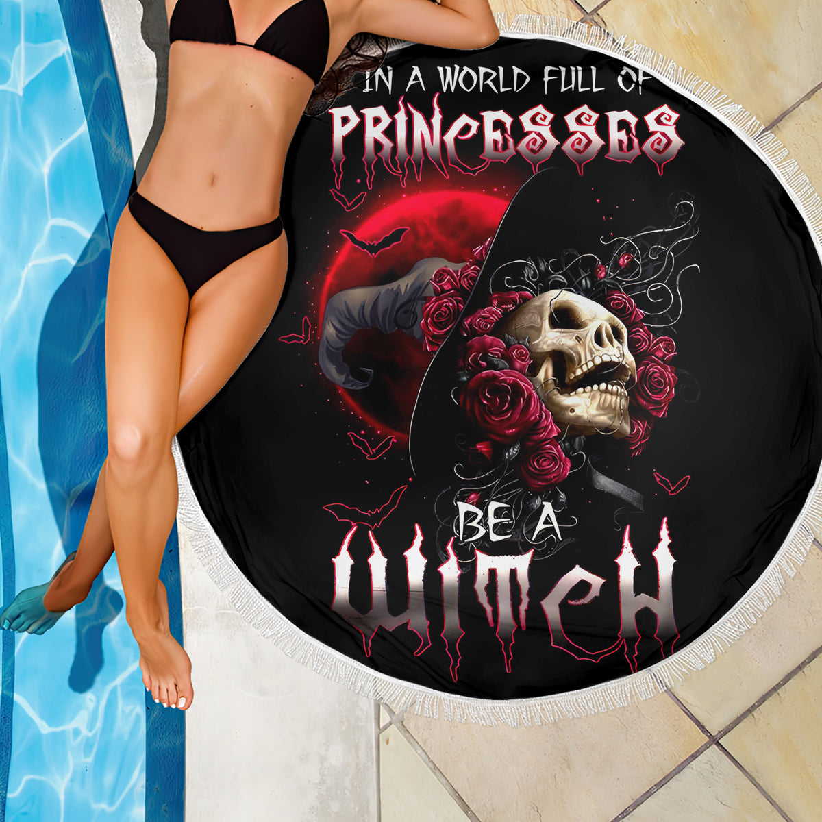 Witch Skull Beach Blanket In A World Full Of Princess Be A Witch - Wonder Print Shop