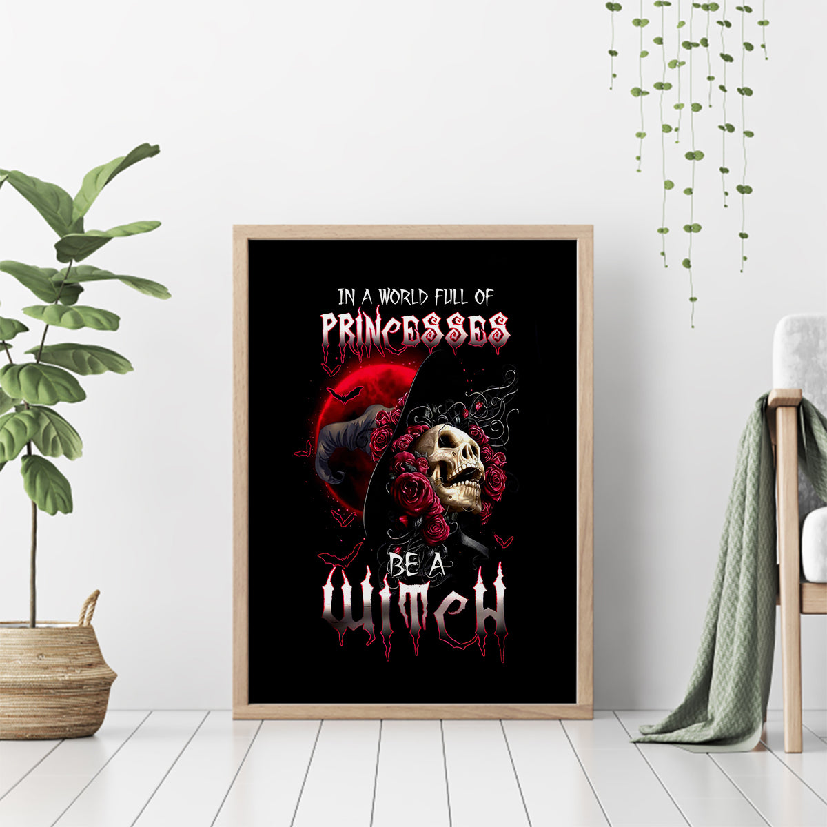 Witch Skull Canvas Wall Art In A World Full Of Princess Be A Witch - Wonder Print Shop
