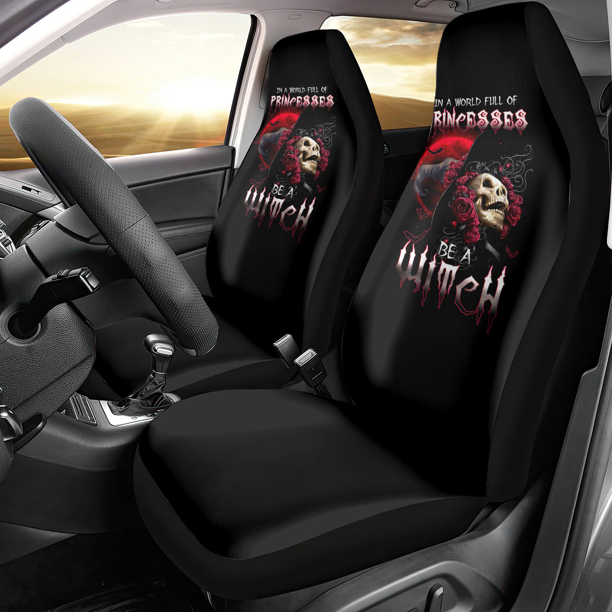 Witch Skull Car Seat Cover In A World Full Of Princess Be A Witch - Wonder Print Shop