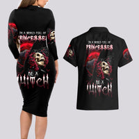 Witch Skull Couples Matching Long Sleeve Bodycon Dress and Hawaiian Shirt In A World Full Of Princess Be A Witch - Wonder Print Shop