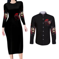 Witch Skull Couples Matching Long Sleeve Bodycon Dress and Long Sleeve Button Shirts In A World Full Of Princess Be A Witch - Wonder Print Shop