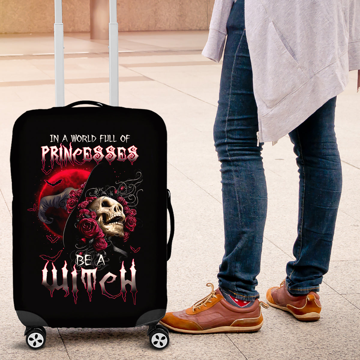 Witch Skull Luggage Cover In A World Full Of Princess Be A Witch - Wonder Print Shop