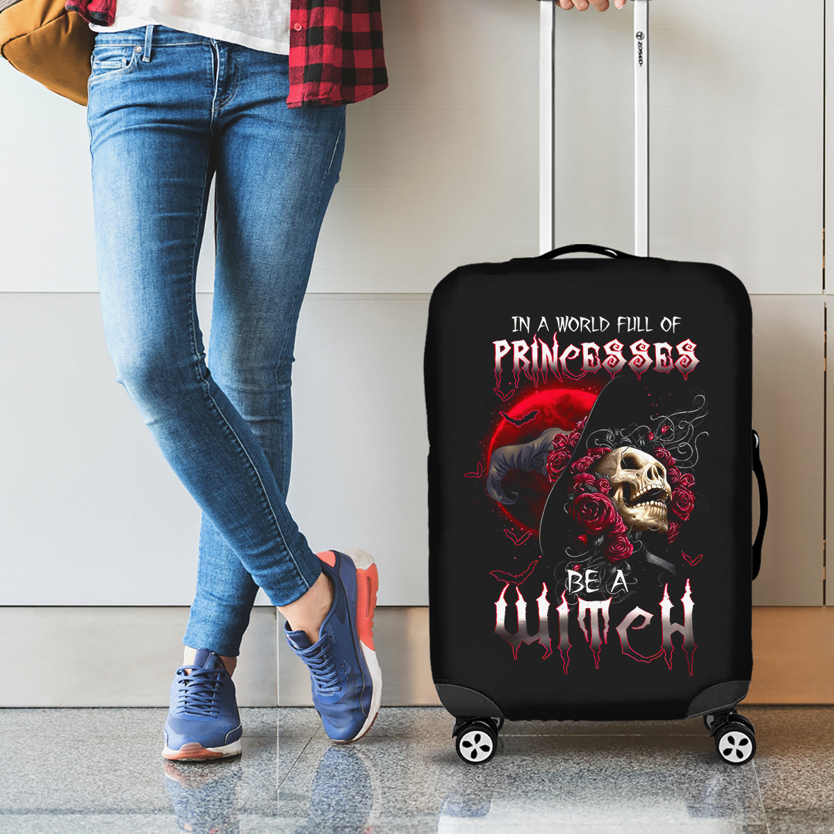 Witch Skull Luggage Cover In A World Full Of Princess Be A Witch - Wonder Print Shop