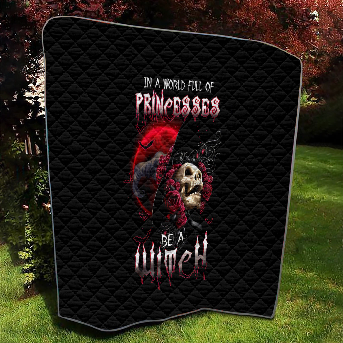 Witch Skull Quilt In A World Full Of Princess Be A Witch - Wonder Print Shop