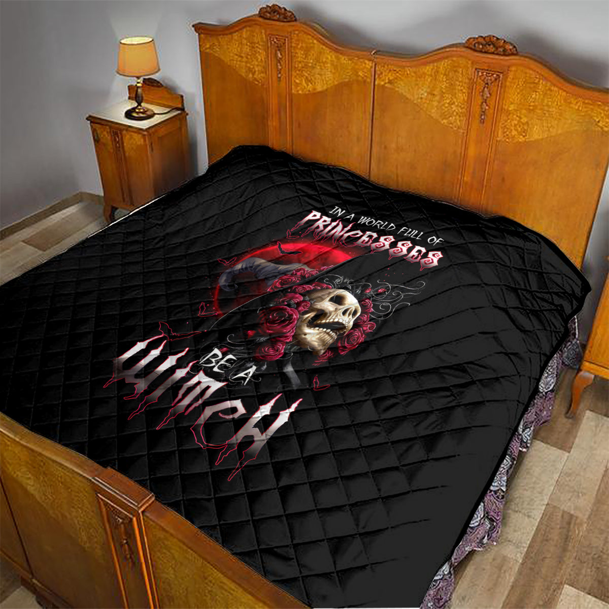 Witch Skull Quilt In A World Full Of Princess Be A Witch - Wonder Print Shop
