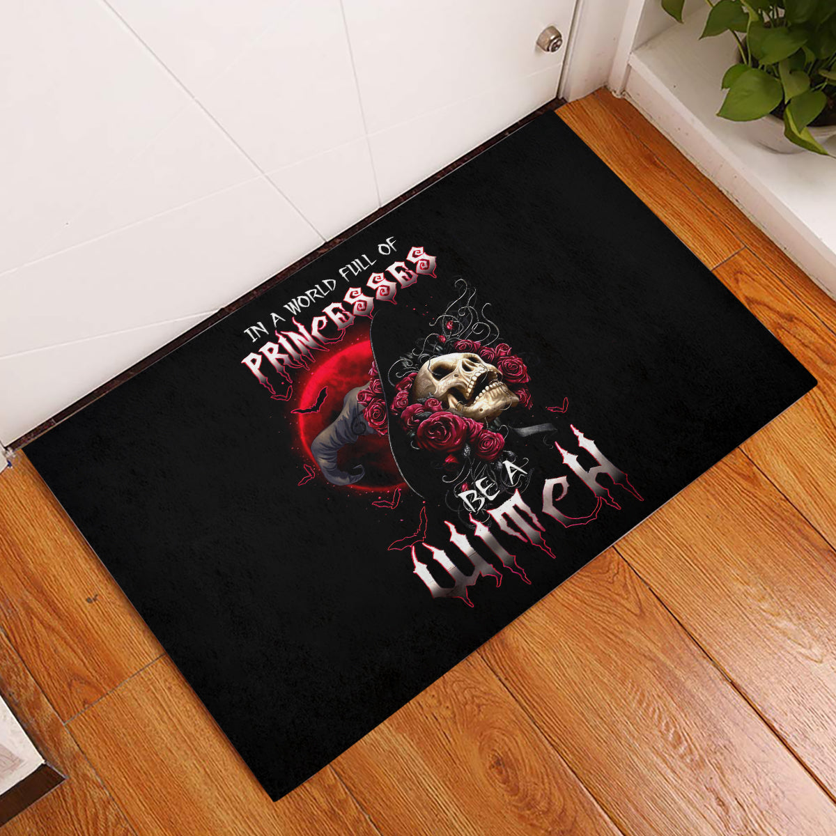 Witch Skull Rubber Doormat In A World Full Of Princess Be A Witch - Wonder Print Shop
