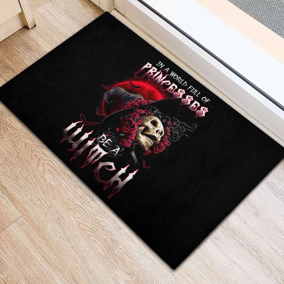 Witch Skull Rubber Doormat In A World Full Of Princess Be A Witch - Wonder Print Shop