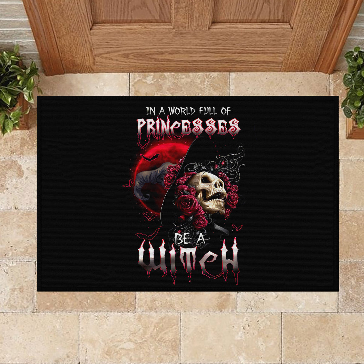 Witch Skull Rubber Doormat In A World Full Of Princess Be A Witch - Wonder Print Shop