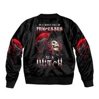 Witch Skull Sleeve Zip Bomber Jacket In A World Full Of Princess Be A Witch - Wonder Print Shop