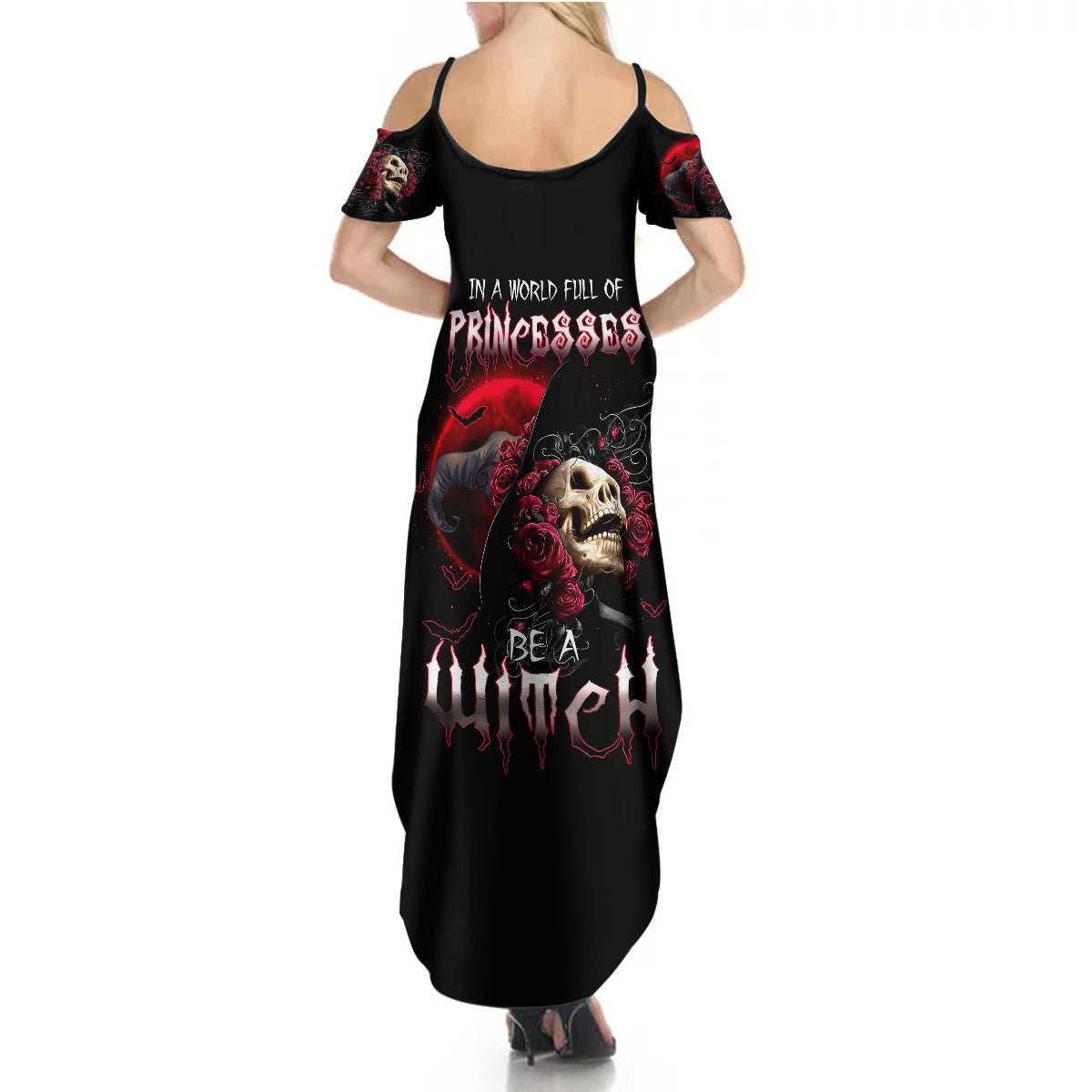 Witch Skull Summer Maxi Dress In A World Full Of Princess Be A Witch - Wonder Print Shop