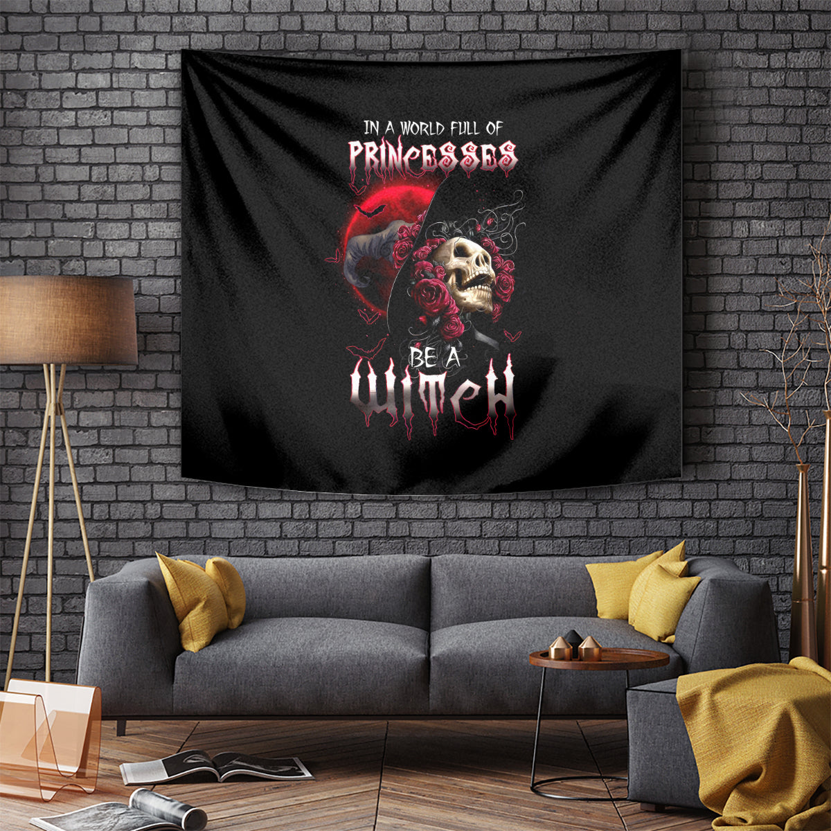 Witch Skull Tapestry In A World Full Of Princess Be A Witch - Wonder Print Shop
