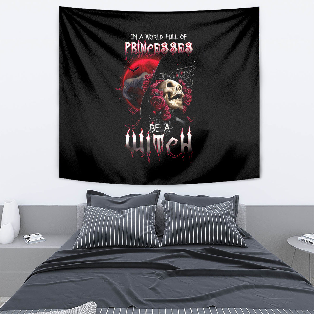 Witch Skull Tapestry In A World Full Of Princess Be A Witch - Wonder Print Shop