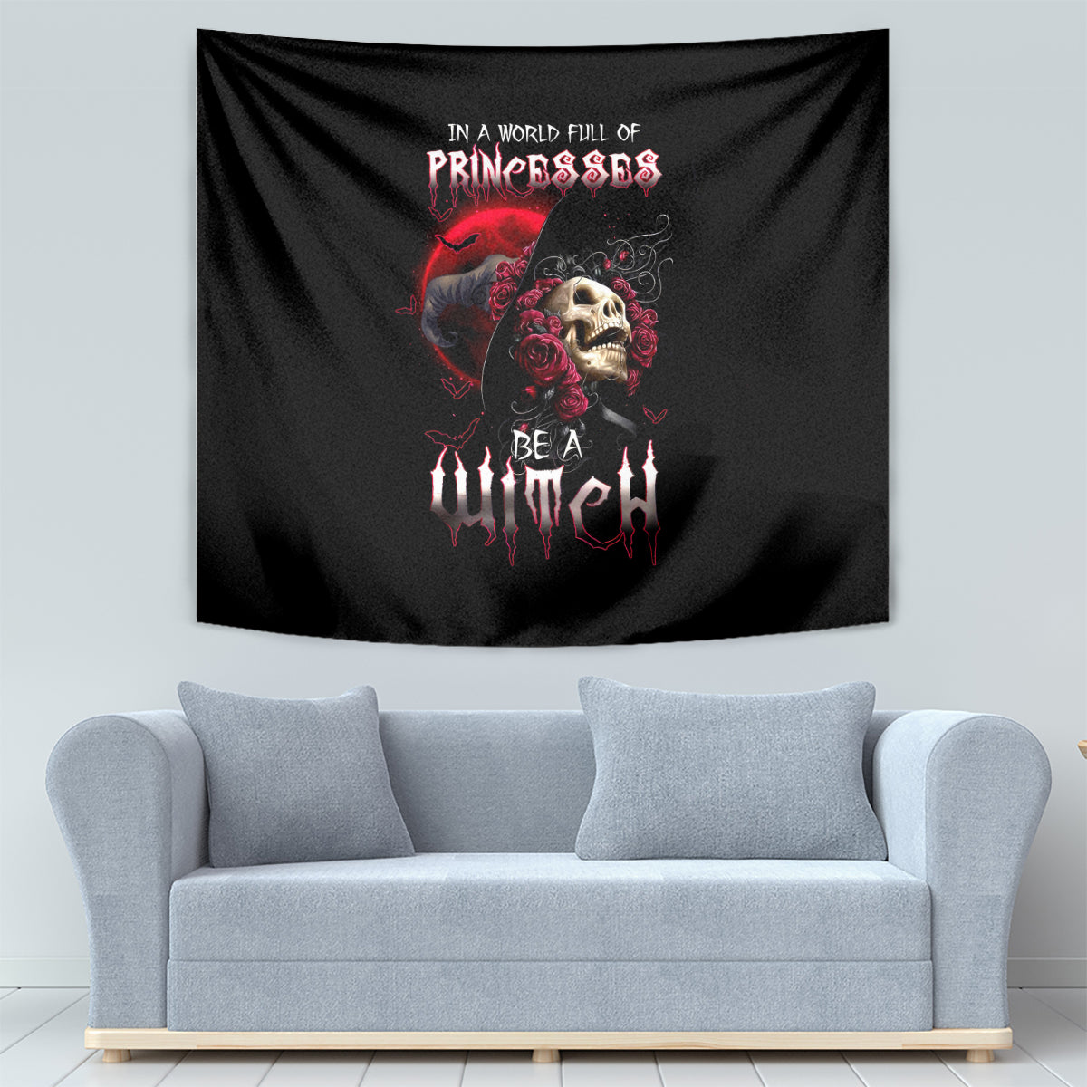 Witch Skull Tapestry In A World Full Of Princess Be A Witch - Wonder Print Shop