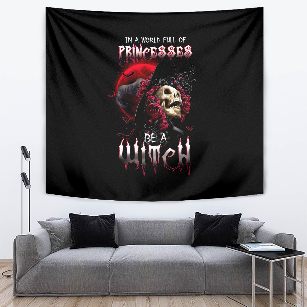 Witch Skull Tapestry In A World Full Of Princess Be A Witch - Wonder Print Shop